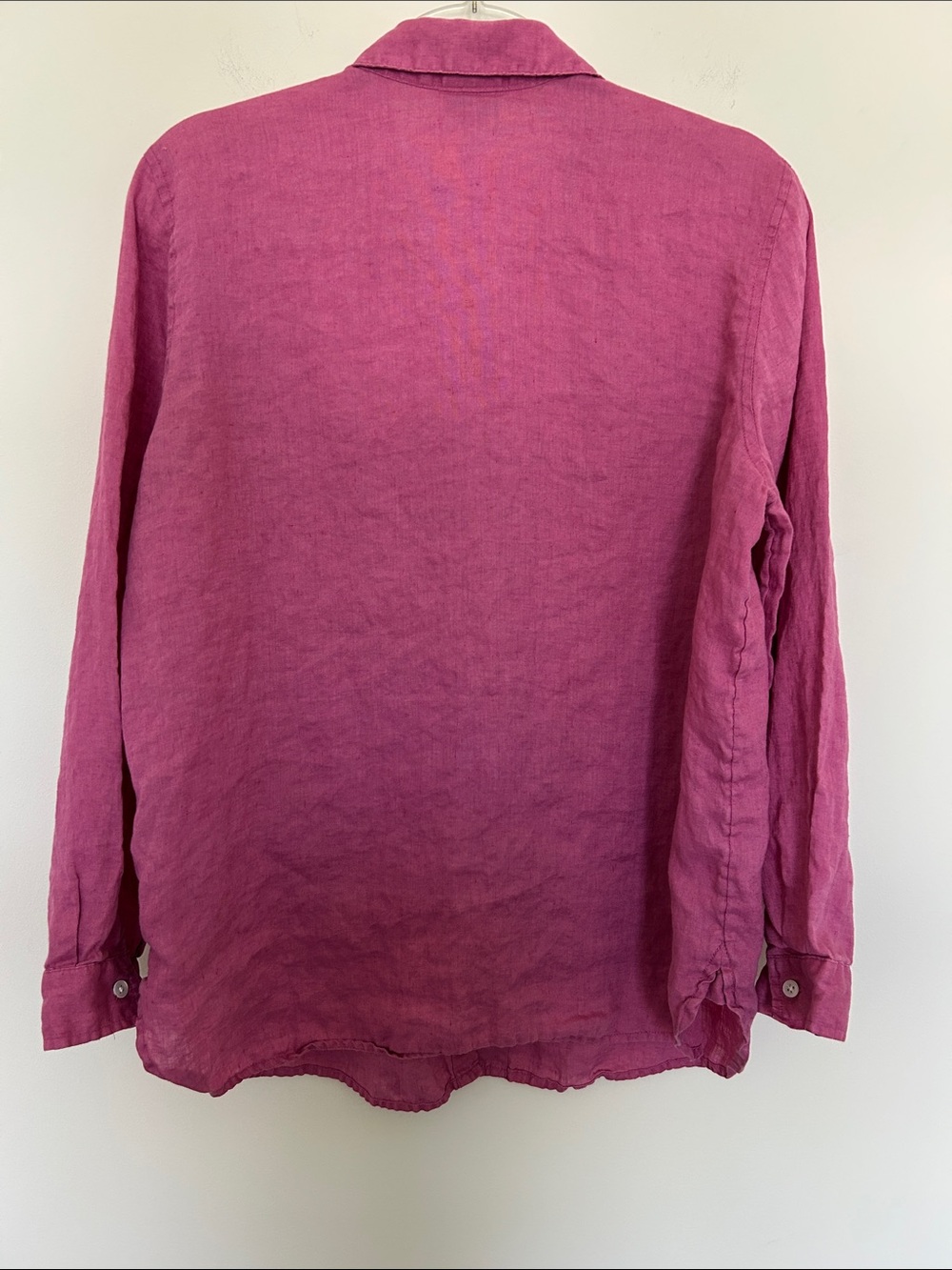 J. Jill 100% Linen Button Up Shirt Raspberry Pink Size Medium - Picture 5 of 5